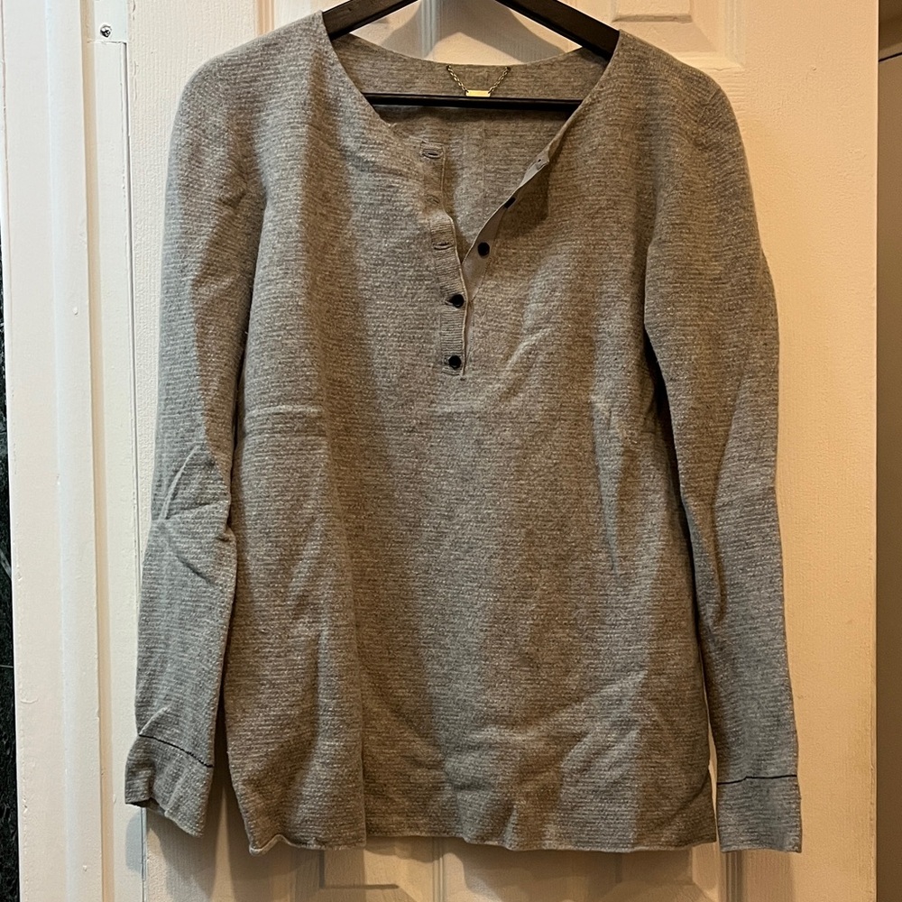 The Row Gray Long Sleeve Henley Top